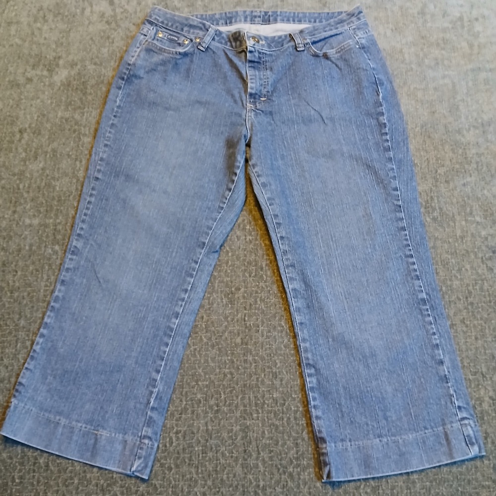 Riders by Lee Women Blue Medium Wash Cropped Denim Jeans Capris 16M